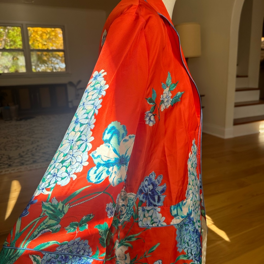Cara Cara New York 100% Silk Floral Kimono Top “NightShirt”